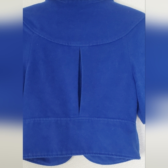 Alice Temperly Royal Blue Wool Blend Cropped Jacket Cape Coat Ruffled Sz Medium - Picture 7 of 9